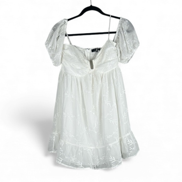 Lulus Cutest Icon White Embroidered Off-the-Shoulder Mini Dress Size Medium - Picture 12 of 12